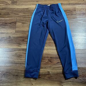 Nike Dri Fit Academy Boys Track Pants Size 7 Large Navy Blue Light Blue